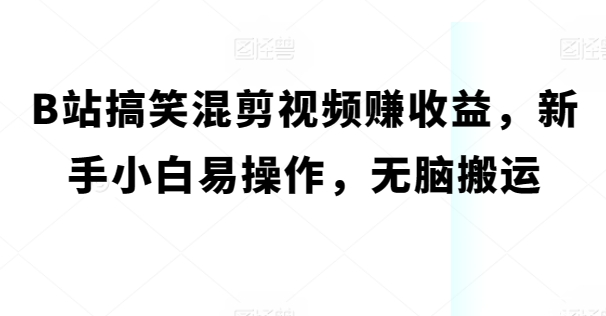 B站搞笑混剪视频赚收益，新手小白易操作，无脑搬运-副业库