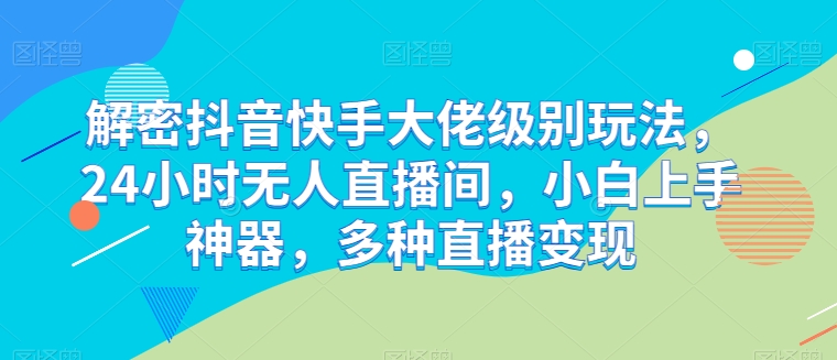 解密抖音快手大佬级别玩法，24小时无人直播间，小白上手神器，多种直播变现【揭秘】-副业库