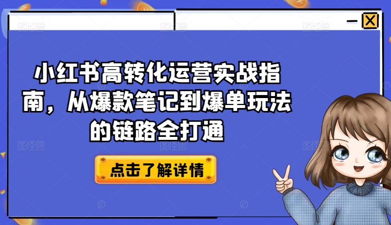 小红书高转化运营实战指南，从爆款笔记到爆单玩法的链路全打通-副业库