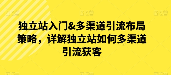 独立站入门&多渠道引流布局策略，详解独立站如何多渠道引流获客-副业库