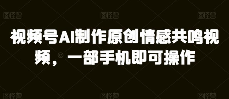 视频号AI制作原创情感共鸣视频，一部手机即可操作-副业库