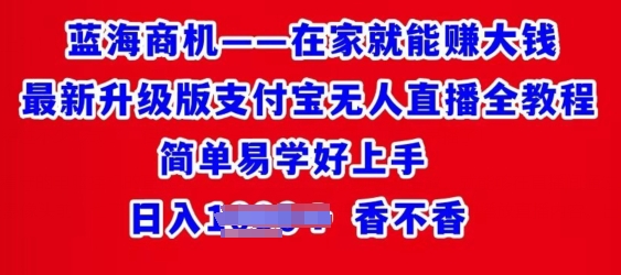 在家就能赚大钱最新升级版支付宝无人直播全教程，简单易学好上手-副业库