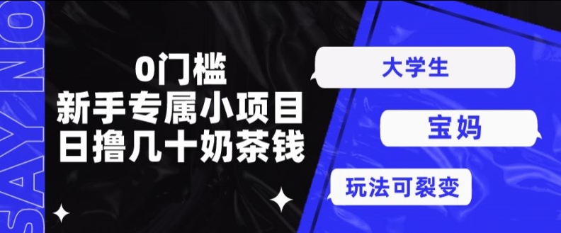 0门槛，新手专属小项目，日撸几十奶茶钱-副业库