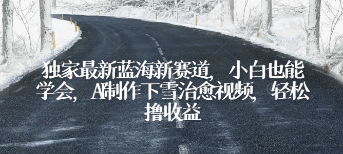 独家最新蓝海新赛道，小白也能学会，AI制作下雪治愈视频，轻松撸收益【揭秘】-副业库