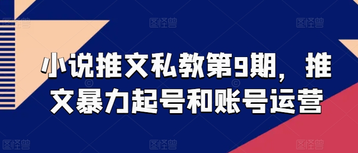 小说推文私教第9期，推文暴力起号和账号运营-副业库