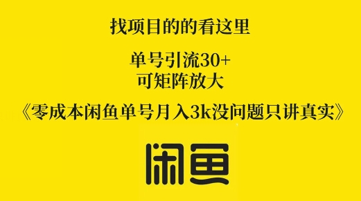 零成本闲鱼单号月入3k没问题只讲真实-副业库