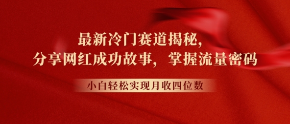 最新冷门赛道揭秘，分享网红成功故事，小白轻松掌握流量密码-副业库