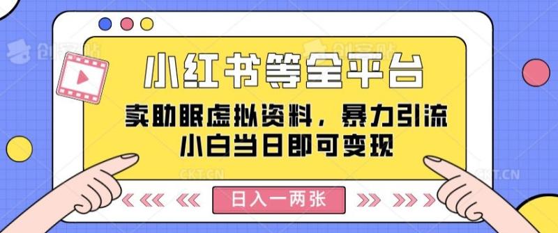 小红书等全平台卖助眠虚拟资料，暴力引流小白当日即可变现，轻松日入一两张-副业库