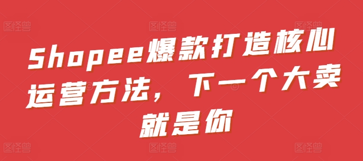 Shopee爆款打造核心运营方法，下一个大卖就是你-副业库