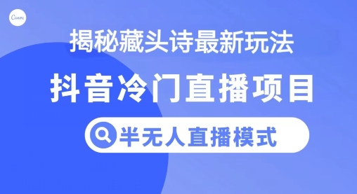 抖音蓝海藏头诗项目，半无人直播模式，小白轻松入手-副业库