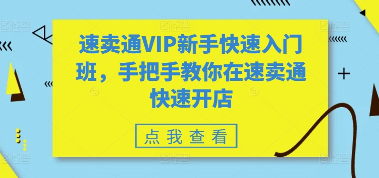 速卖通VIP新手快速入门班，手把手教你在速卖通快速开店-副业库