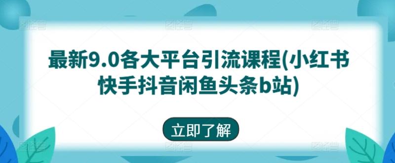 最新9.0各大平台引流课程(小红书快手抖音闲鱼头条b站)-副业库