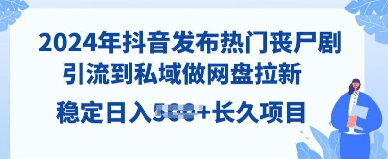 2024年抖音发布热门丧尸剧，引流到私域，做网盘拉新，长久项目-副业库