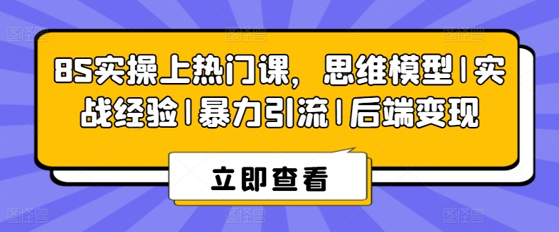 8S实操上热门课，思维模型|实战经验|暴力引流|后端变现-副业库