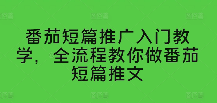 番茄短篇推广入门教学，全流程教你做番茄短篇推文-副业库