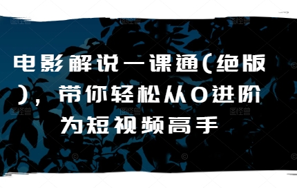 电影解说一课通(绝版)，带你轻松从0进阶为短视频高手-副业库