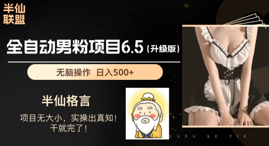 男粉项目6.5升级版，全自动男粉项目，日收入1K+【揭秘】-副业库