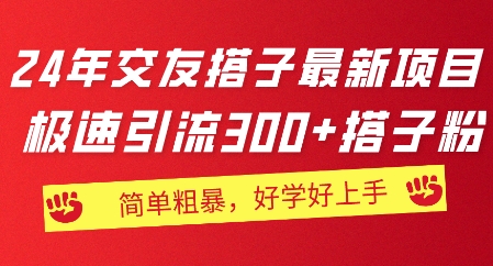 2024年交友搭子最新项目，极速引流300+搭子粉，简单粗暴，好学好上手-副业库
