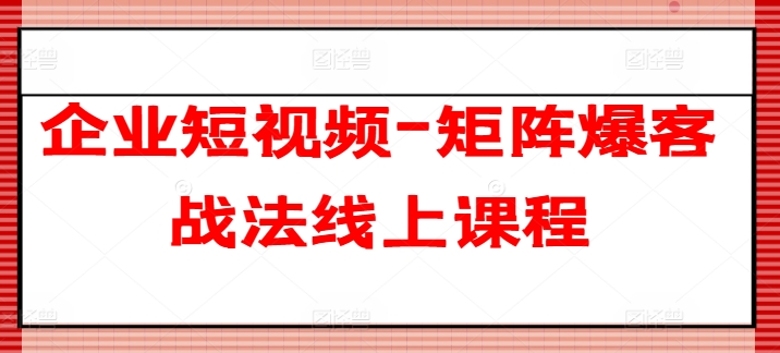 企业短视频-矩阵爆客战法线上课程-副业库