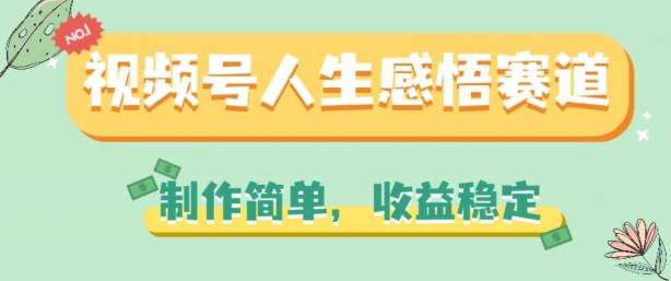 视频号人生感悟赛道，制作简单，收益稳定【揭秘】-副业库