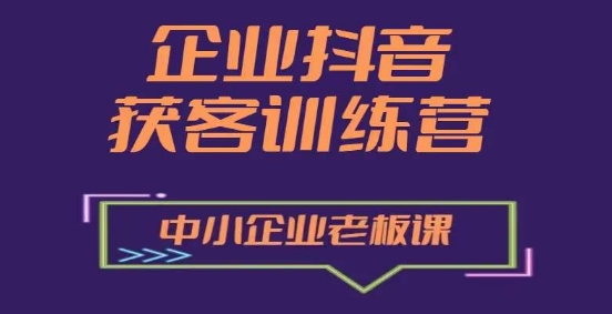 企业抖音营销获客增长训练营，中小企业老板必修课-副业库