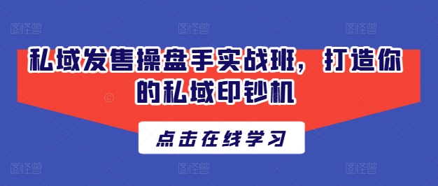 私域发售操盘手实战班，打造你的私域印钞机-副业库