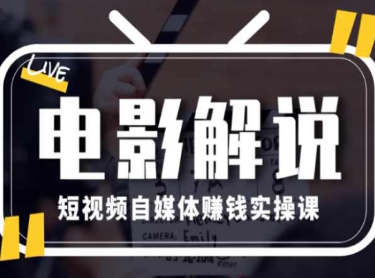电影解说短视频自媒体赚钱实操课，教你做电影解说短视频，月赚1万-副业库