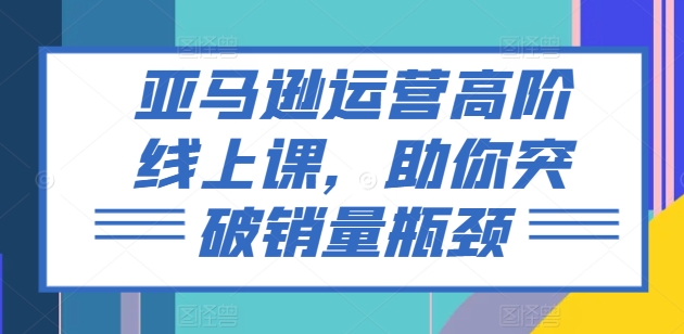 亚马逊运营高阶线上课，助你突破销量瓶颈-副业库