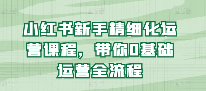 小红书新手精细化运营课程，带你0基础运营全流程-副业库