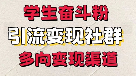 学生奋斗粉，引流变现做社群，多向变现渠道-副业库