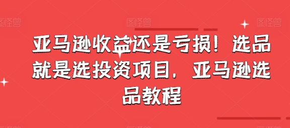 亚马逊收益还是亏损！选品就是选投资项目，亚马逊选品教程-副业库