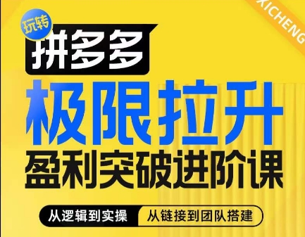 拼多多极限拉升盈利突破进阶课，​从算法到玩法，从玩法到团队搭建，体系化系统性帮助商家实现利润提升-副业库