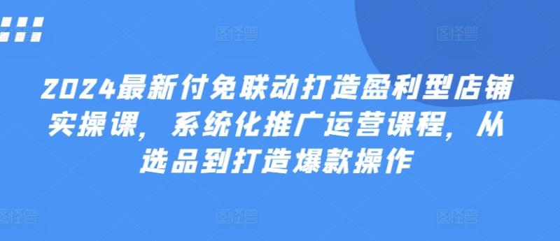2024最新付免联动打造盈利型店铺实操课，​系统化推广运营课程，从选品到打造爆款操作-副业库