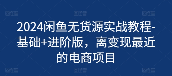 2024闲鱼无货源实战教程-基础+进阶版，离变现最近的电商项目-副业库
