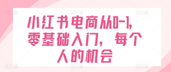 小红书电商从0-1，零基础入门，每个人的机会-副业库