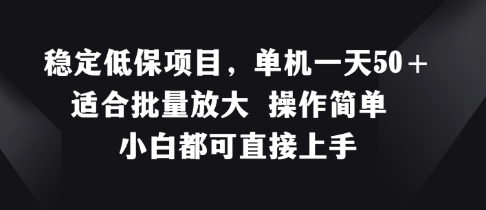 稳定低保项目，单机一天50+适合批量放大 操作简单 小白都可直接上手【揭秘】-副业库