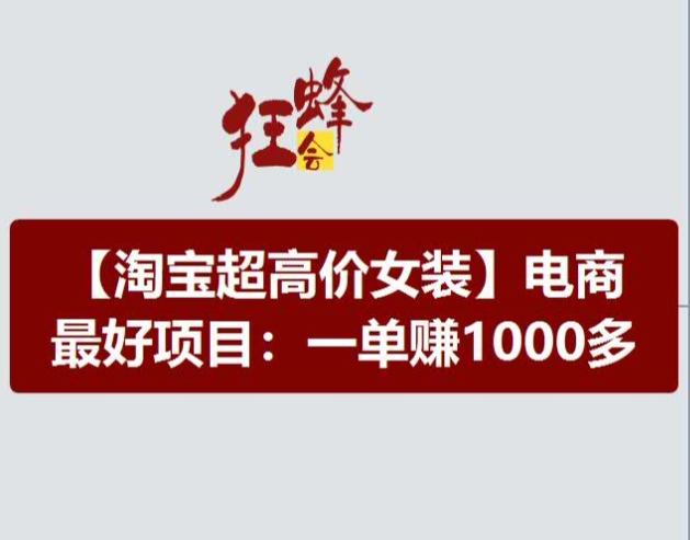 淘宝超高价女装项目，电商最好赛道，一单赚1000多-副业库