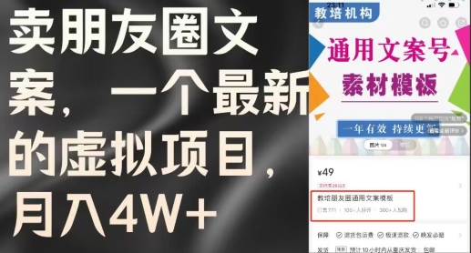 卖朋友圈文案，每月收入过W(含教程和素材)-副业库