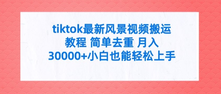 tiktok最新风景视频搬运教程 简单去重 月入3W+小白也能轻松上手【揭秘】-副业库