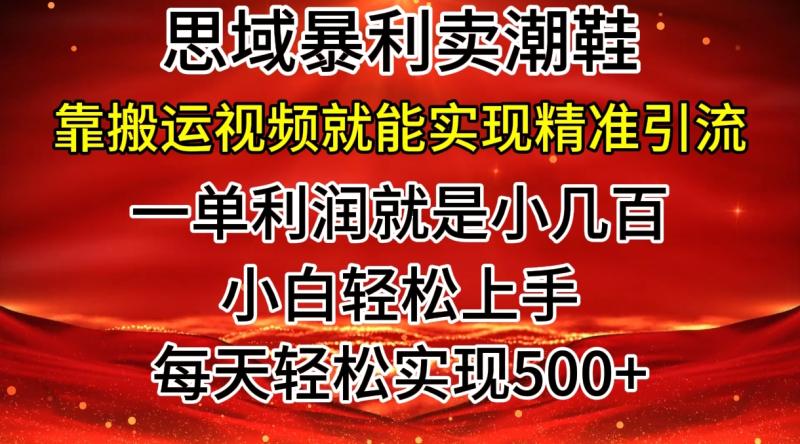 私域卖潮鞋暴利玩法，小白轻松上手，日赚几张，轻轻松松，仅靠搬运视频就能精准引流-副业库