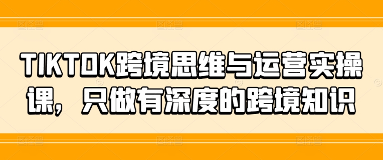 TIKTOK跨境思维与运营实操课，只做有深度的跨境知识-副业库