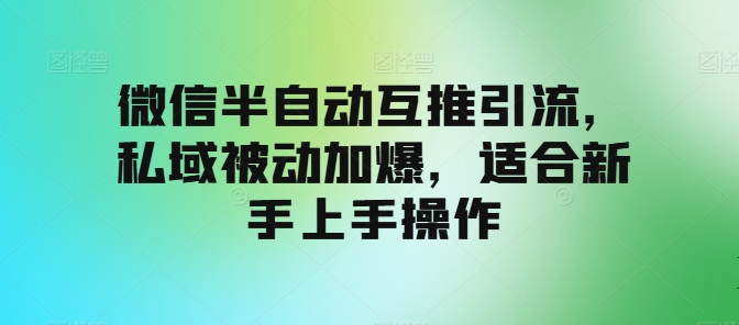 微信半自动互推引流，私域被动加爆，适合新手上手操作-副业库