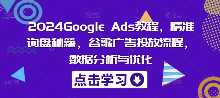 2024Google Ads教程，精准询盘秘籍，谷歌广告投放流程，数据分析与优化-副业库
