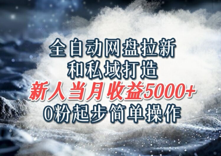 全自动网盘拉新和私域打造，0粉起步简单操作，新人入门当月收益5000以上-副业库