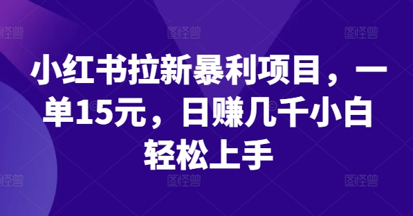 小红书拉新暴利项目，一单15元，日赚几千小白轻松上手【揭秘】-副业库