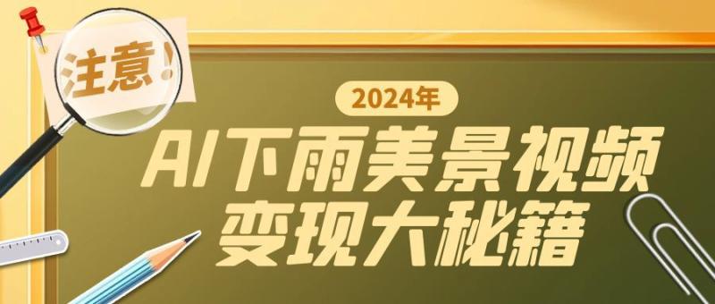 一键生成AI下雨美景视频，零基础打造1700万播放神作，手把手教你变现秘籍-副业库