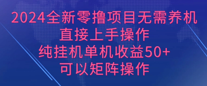 2024全新零撸项目，无需养机，直接上手操作 纯挂JI，单机收益50+，可以矩阵操作-副业库
