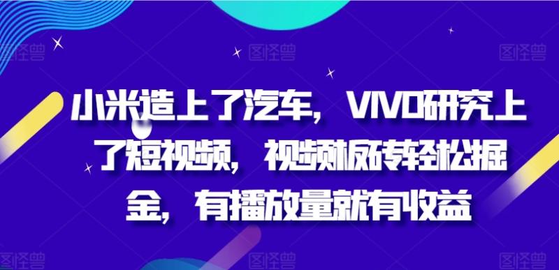 小米造上了汽车，VIVO研究上了短视频，视频板砖轻松掘金，有播放量就有收益-副业库