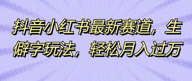 抖音小红书最新赛道，生僻字玩法，轻松月入过万-副业库