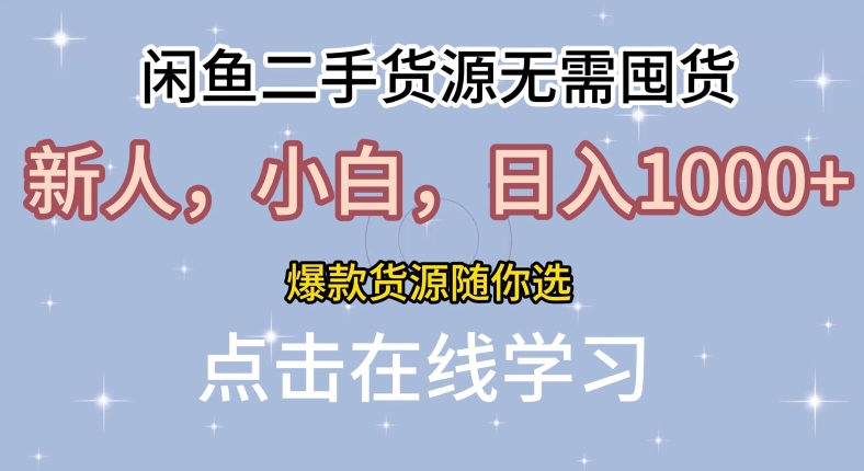 闲鱼二手货源无需国货，新人，小白，日入1k，爆款货源随你选-副业库